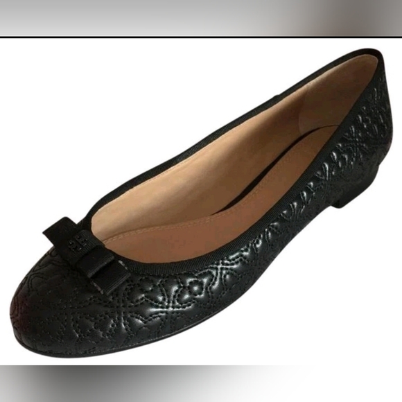 Tory Burch Designer Marion Bow Ribbon quilted flats size 8.5 - Picture 1 of 5